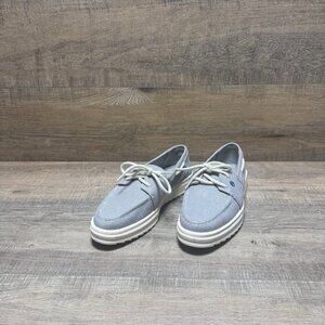 Sperry Cruise PlushStep Light Blue Linen Shoes Women's Size 7.5
